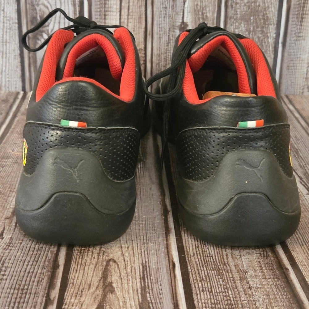 Sz 11 Mens Puma Scuderia Ferrari Future Cat Black Red White Leather Sneakers - Picture 5 of 10
